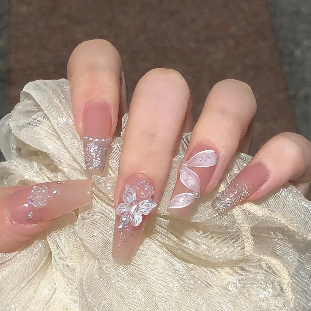 Rose Ribbon Artificial Nails
