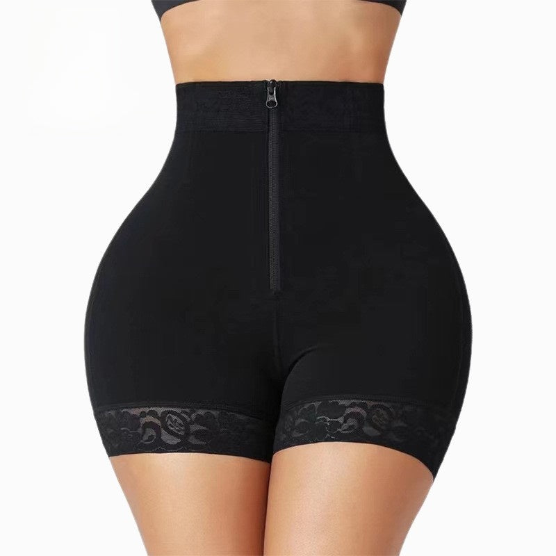 Lace waist-shrinking and hip-raising shaping and abdominal-reducing pants