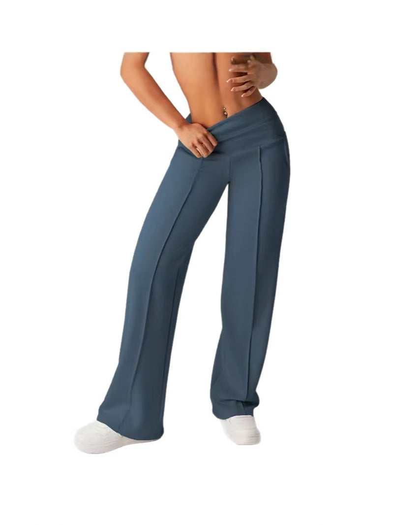 Slim-Fit Sports Straight Leg Pants with Pockets