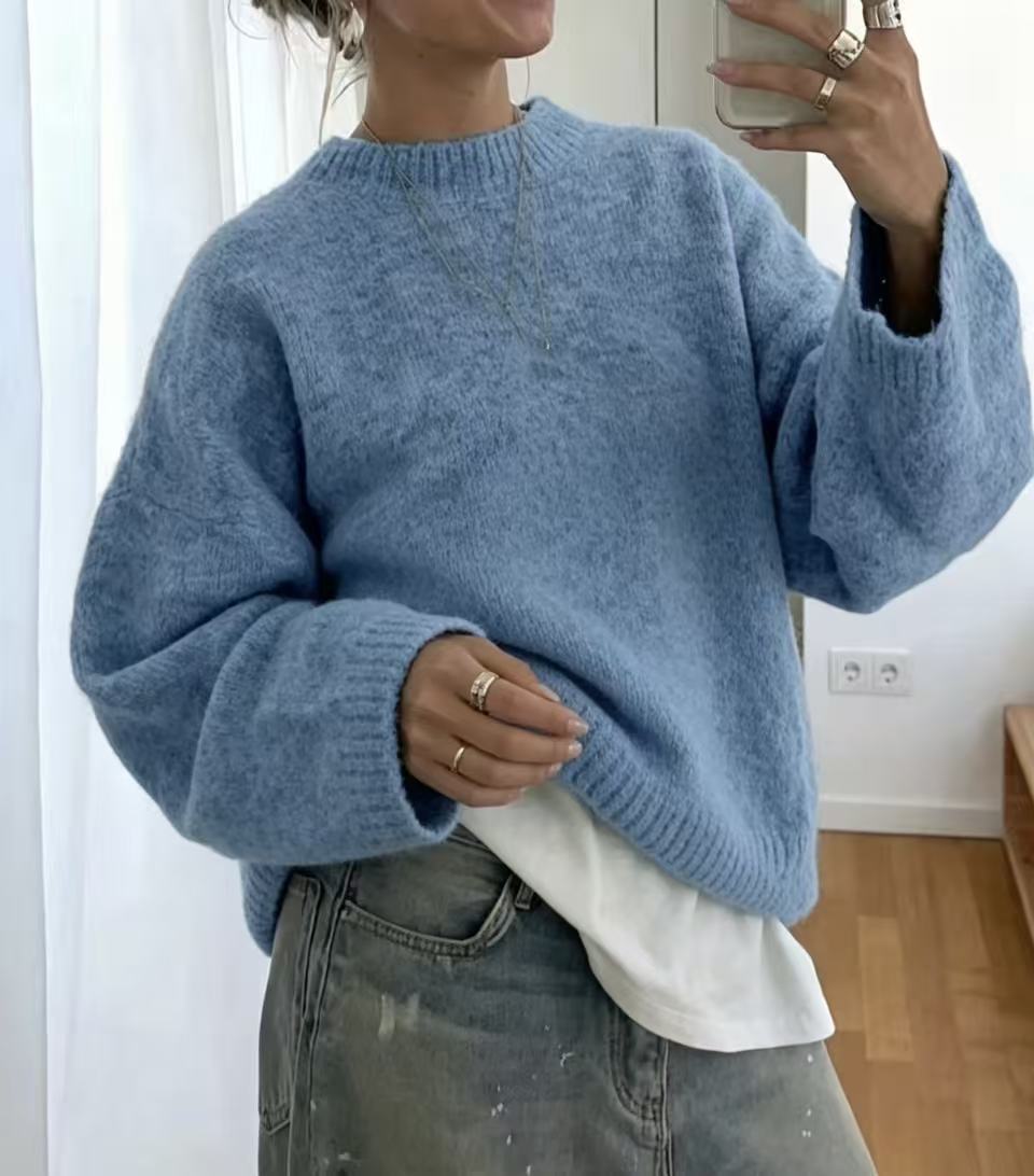 Womens Solid Color Knit Pullover