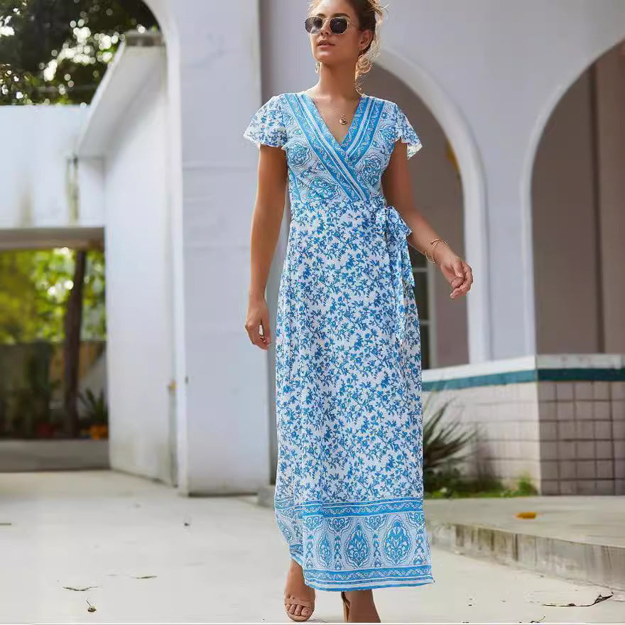 Bohemian print short sleeve Dress