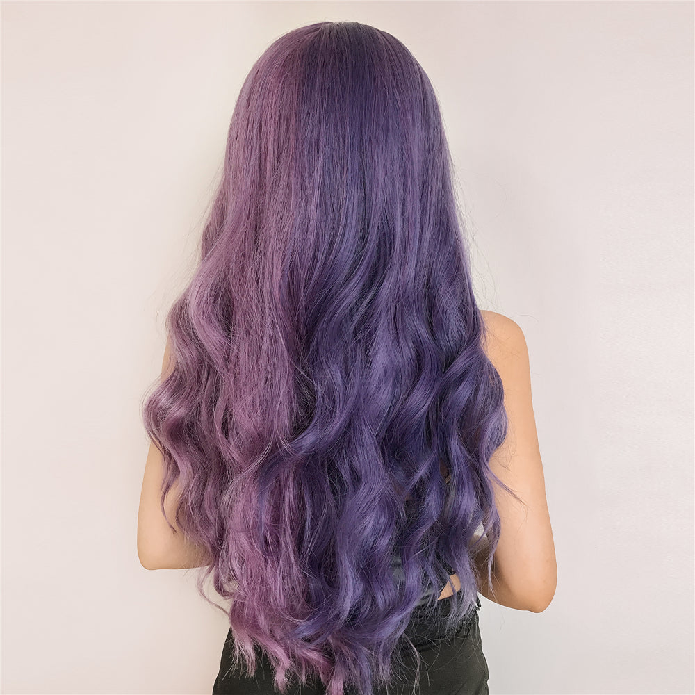 Purple Long Wavy Two-Tone Ombre Synthetic Wig