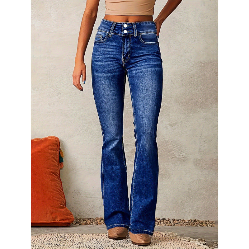 Washed Flared Long Pants