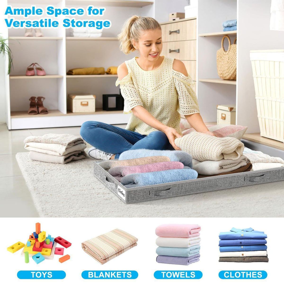Under Bed Storage Drawer with Transparent Lid