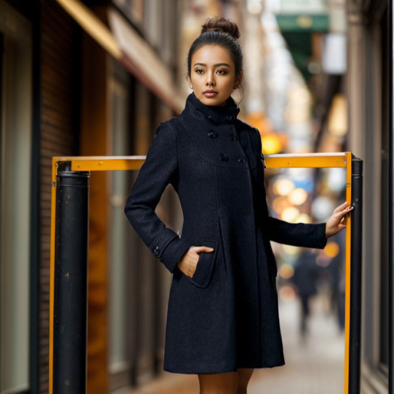 Womens Hooded Wool Cape Coat