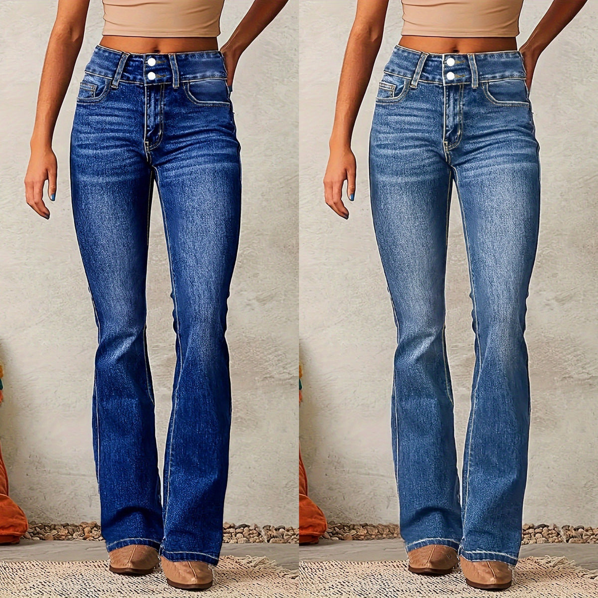 Washed Flared Long Pants
