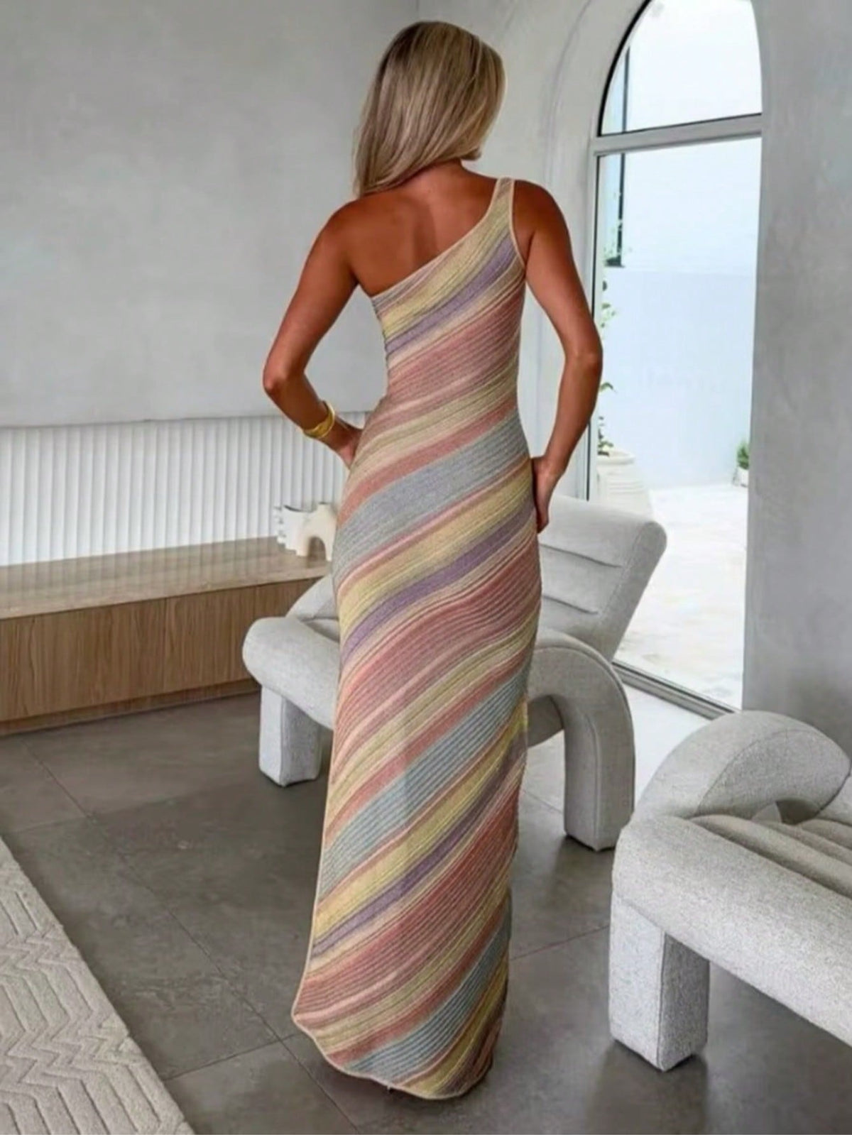 Color Block Off Shoulder Bodycon Dress Slim Fit Strap Dress