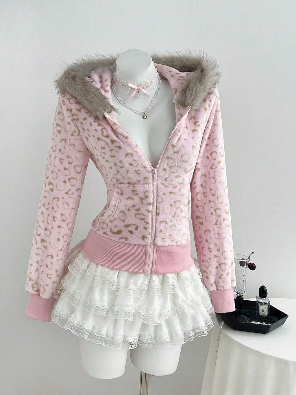 Women's leopard print hooded coat