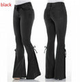 Women's Jeans Mid-waist Lace-up Denim jeans