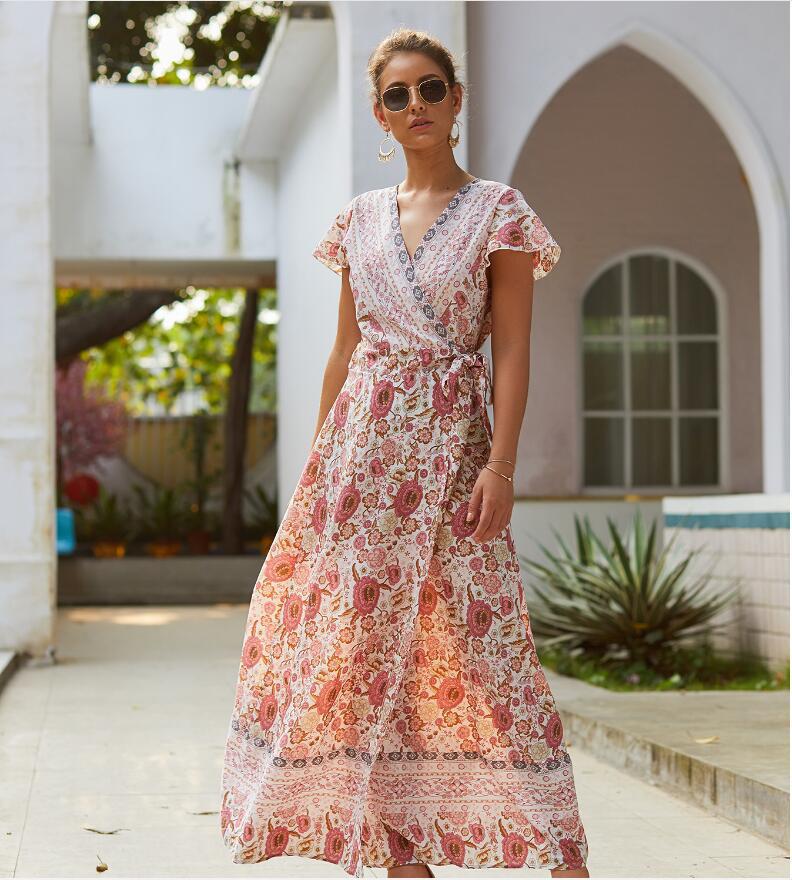 Bohemian print short sleeve Dress
