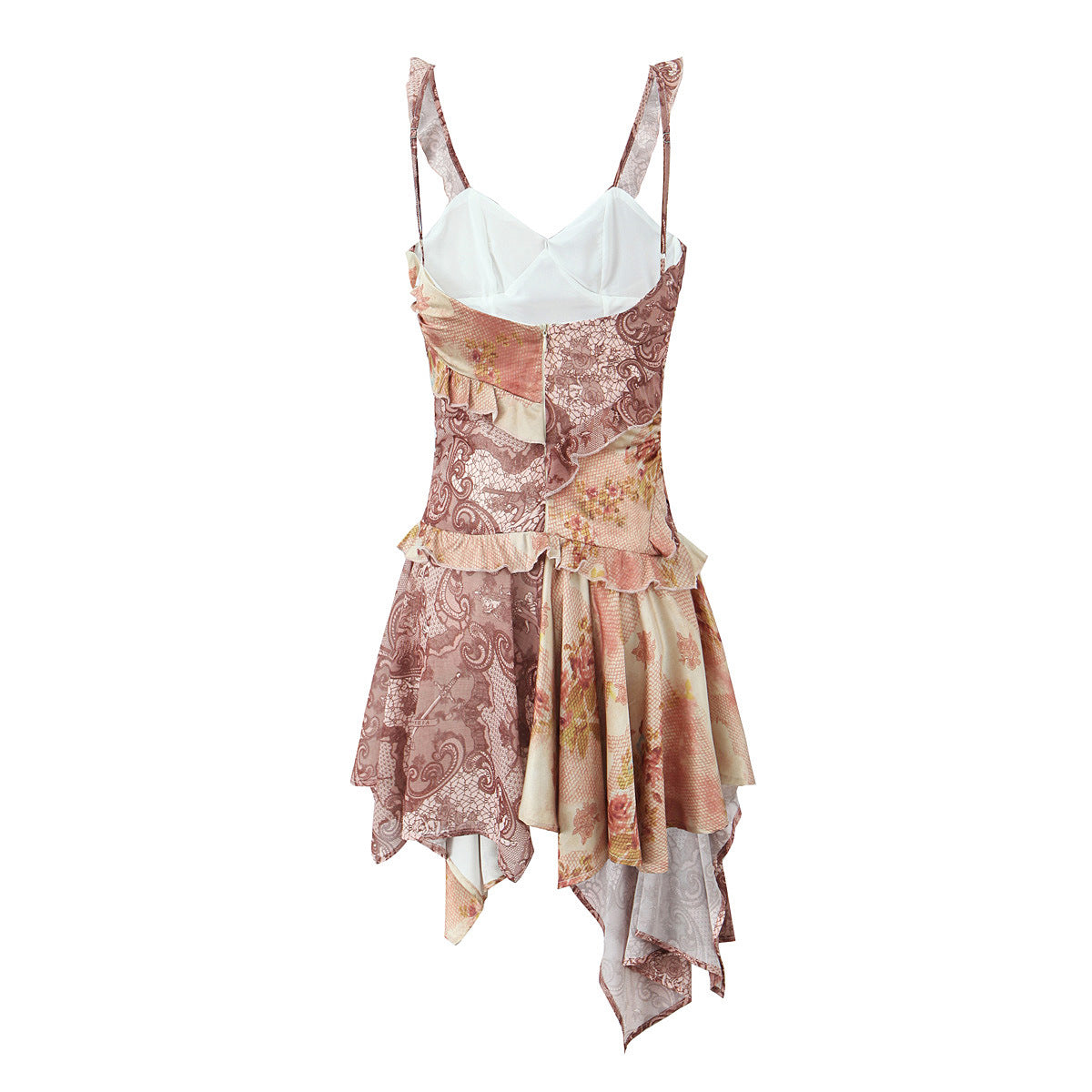 Vintage Printed Stitching Sling dress