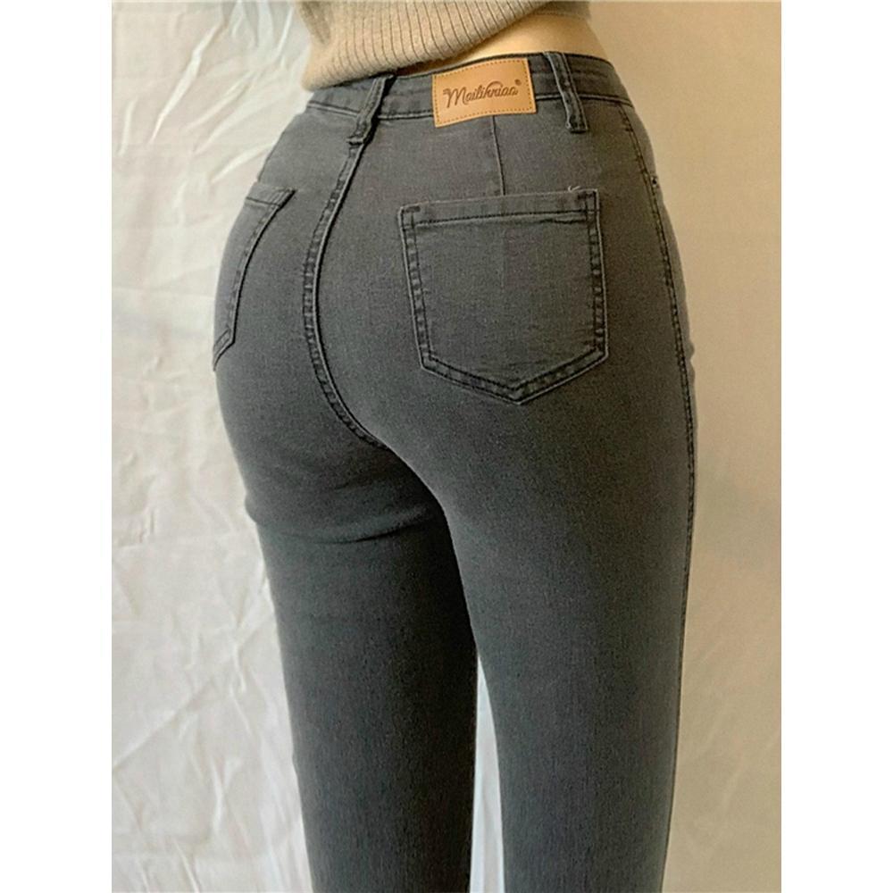High-Waisted Stretch Denim Pants for Women