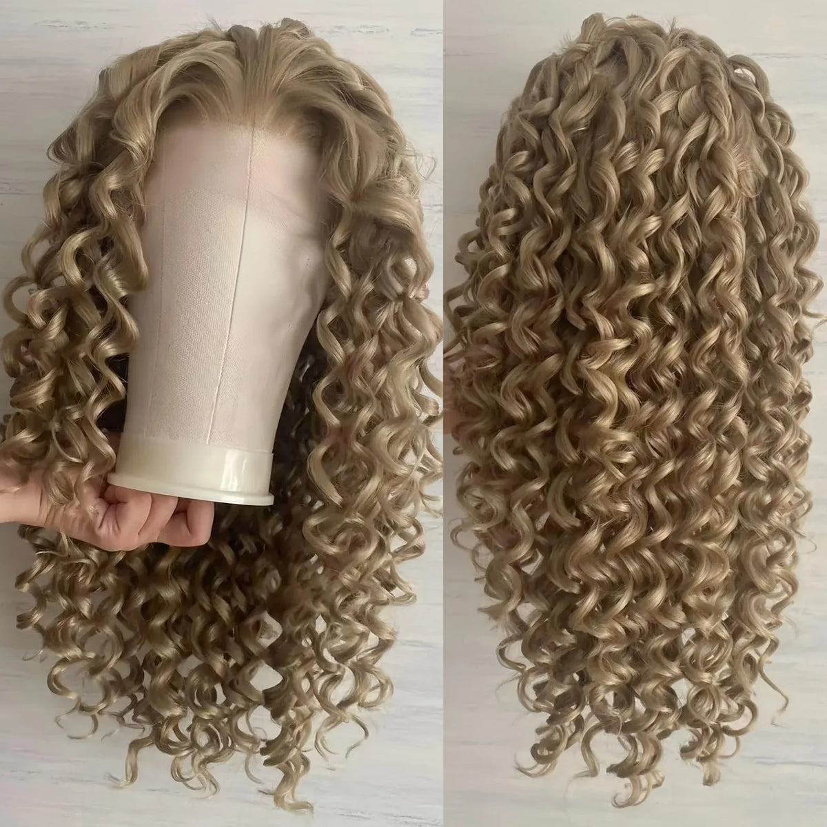 Long Golden Curly Synthetic Hair Wig
