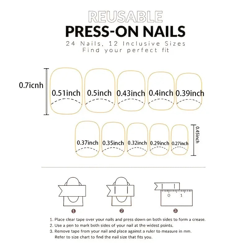24pcs Glitter Blue Square Head Artificial Nails with Glue