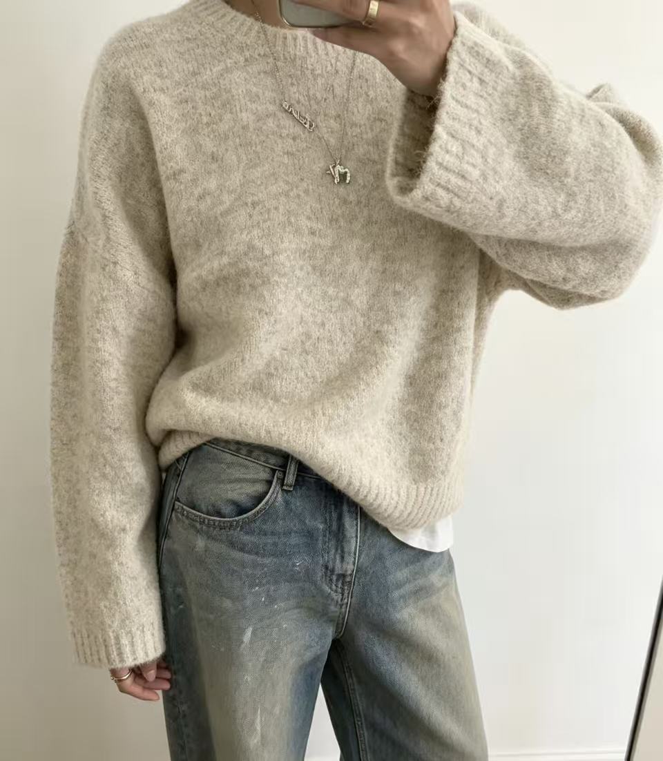 Womens Solid Color Knit Pullover