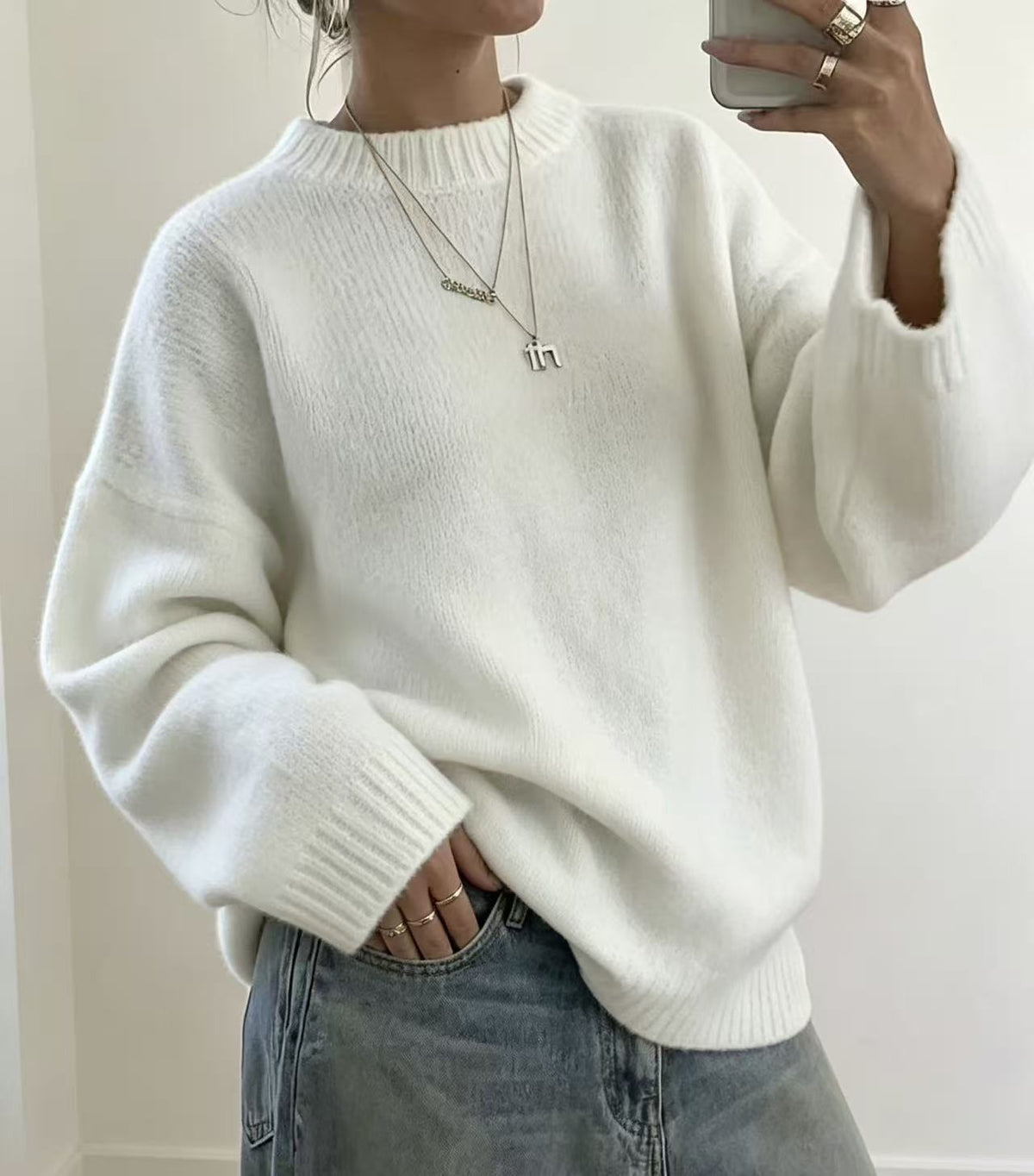 Womens Solid Color Knit Pullover