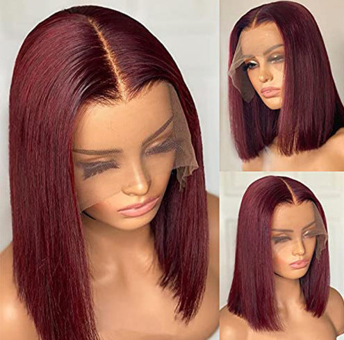 Short Straight Front Lace Wig