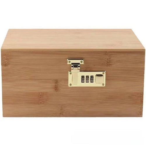 Bamboo Wood Lockable Storage Box Flip-Top Organizer for Tobacco Cigars