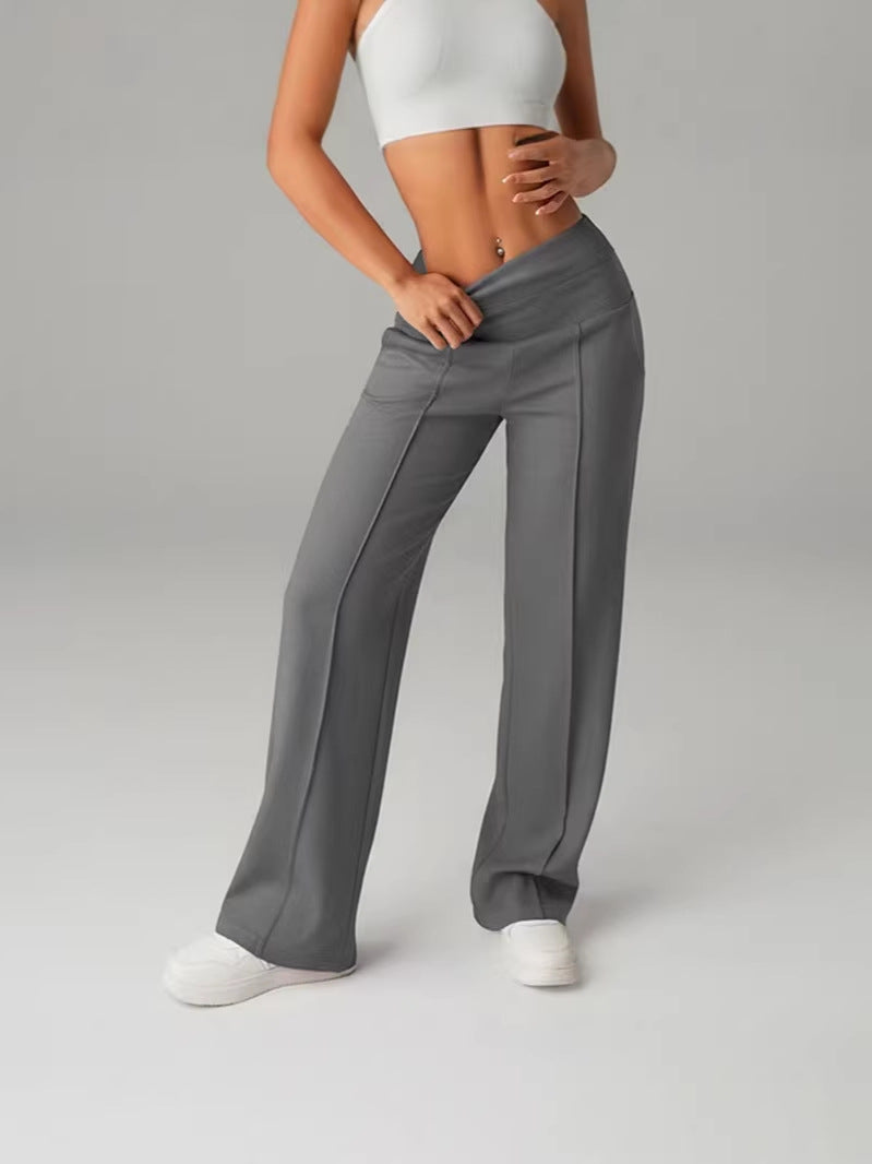 Slim-Fit Sports Straight Leg Pants with Pockets