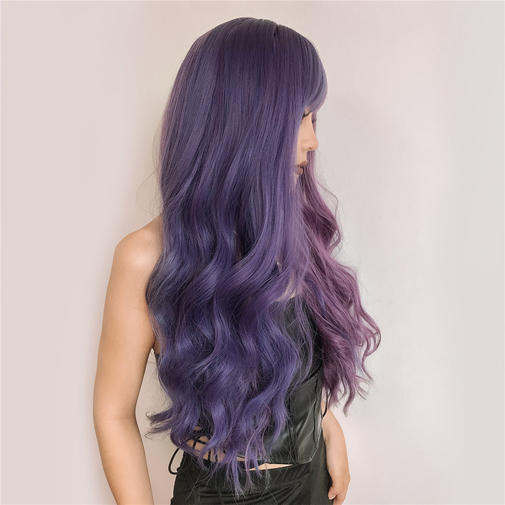 Purple Long Wavy Two-Tone Ombre Synthetic Wig