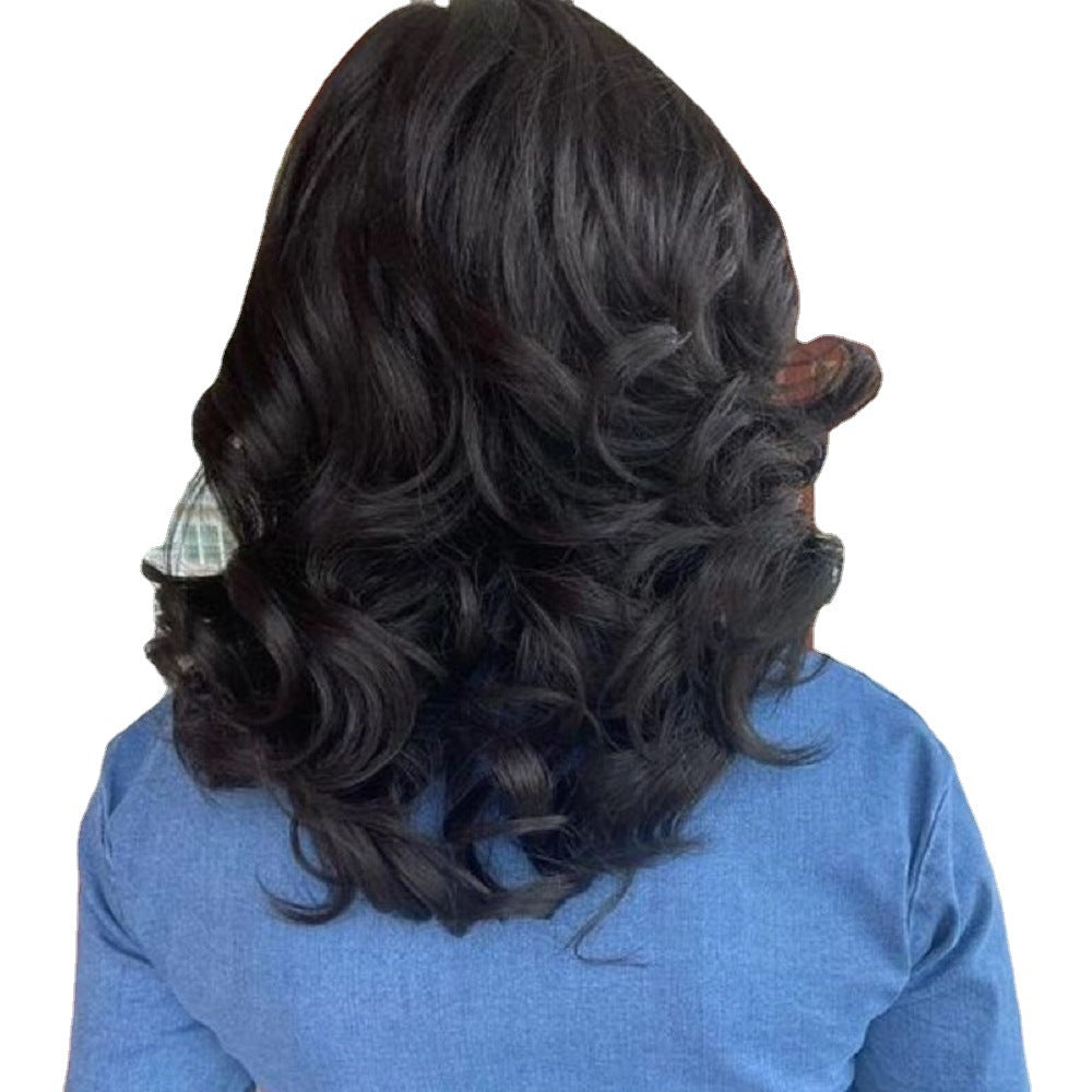 Black Wavy Mid-Length Synthetic Wig
