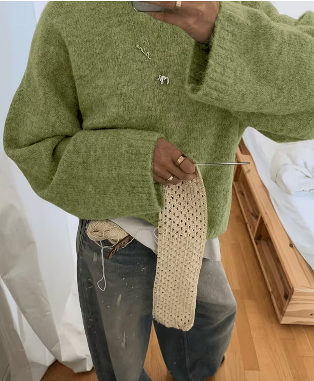 Womens Solid Color Knit Pullover