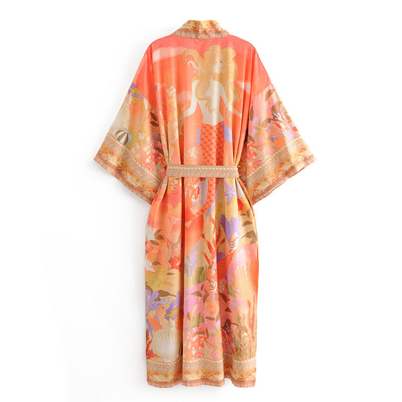 Floral Print Kimono Robe