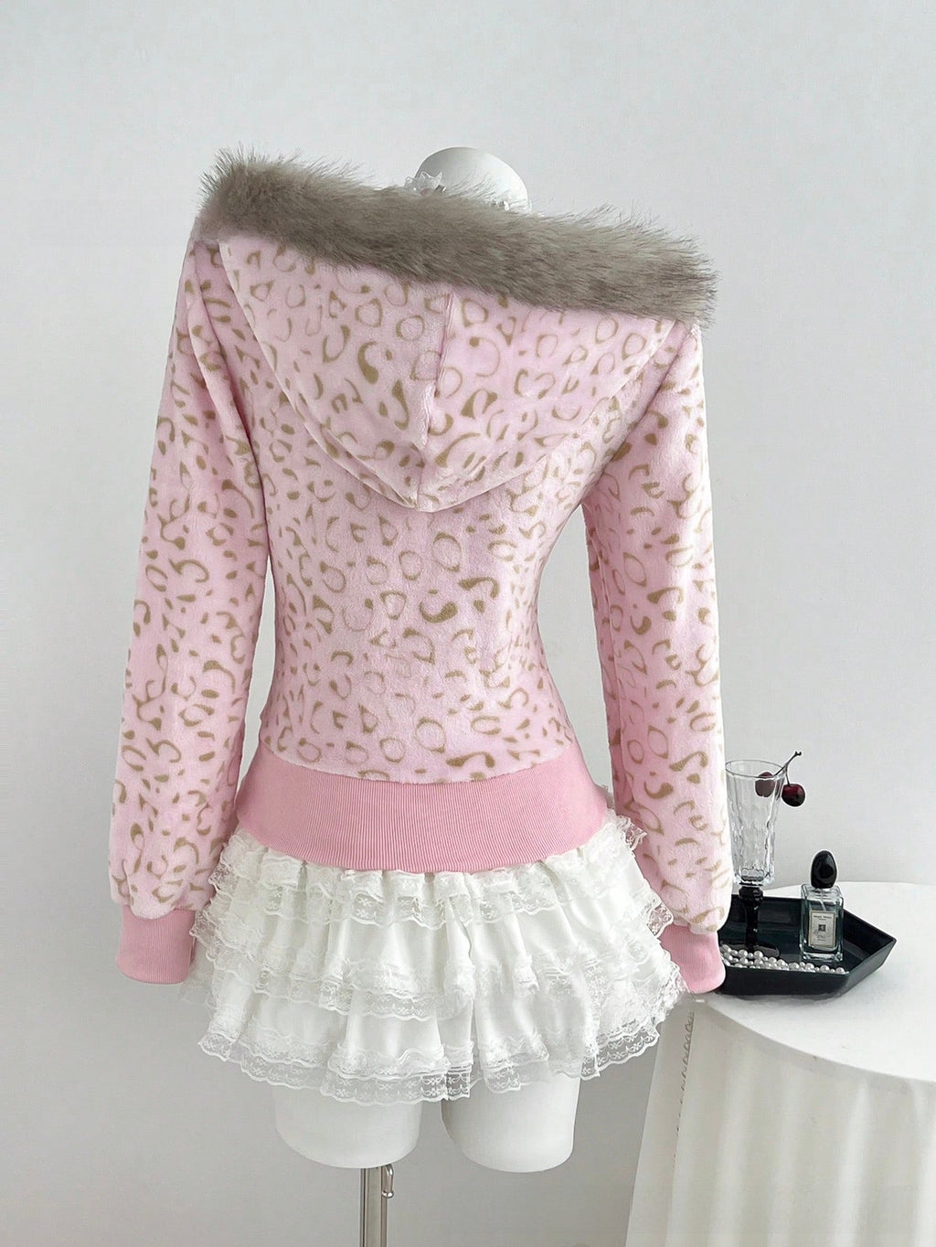 Women's leopard print hooded coat