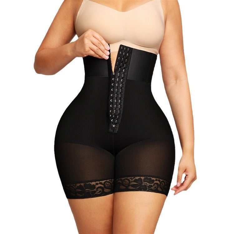 Lace waist-shrinking and hip-raising shaping and abdominal-reducing pants