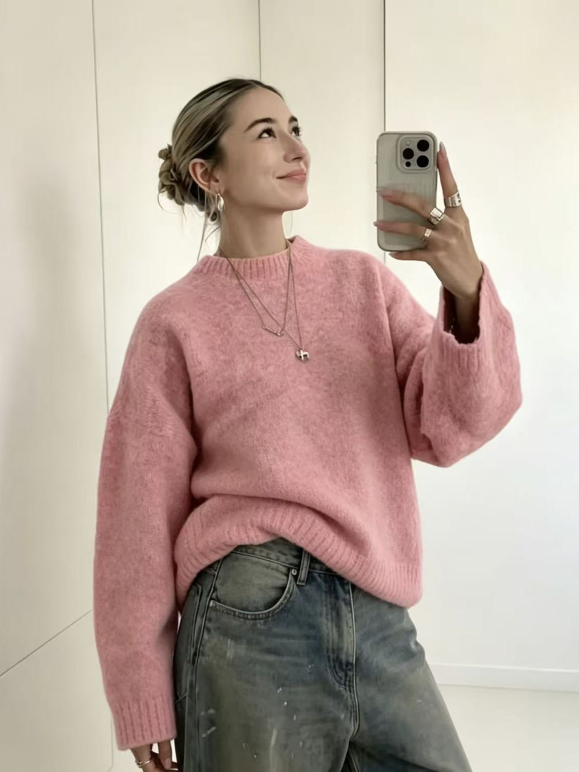 Womens Solid Color Knit Pullover