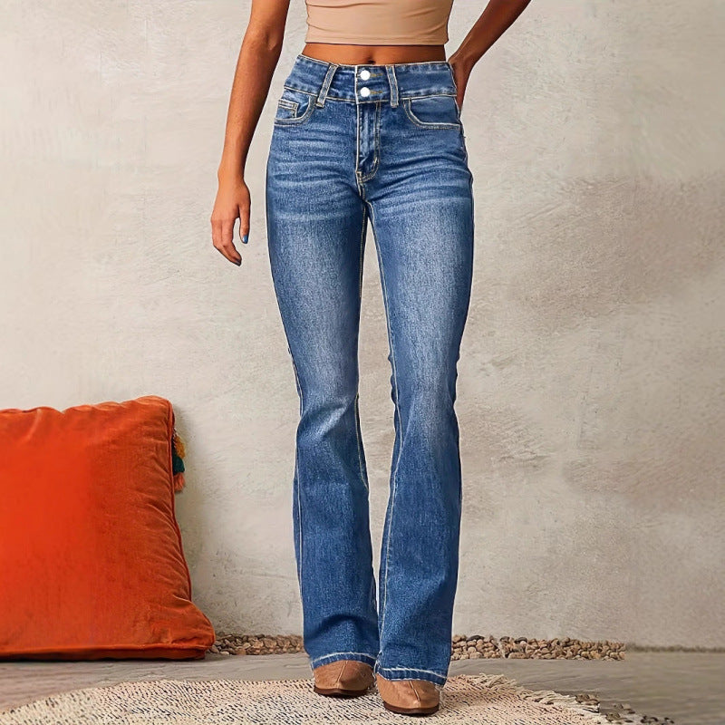 Washed Flared Long Pants