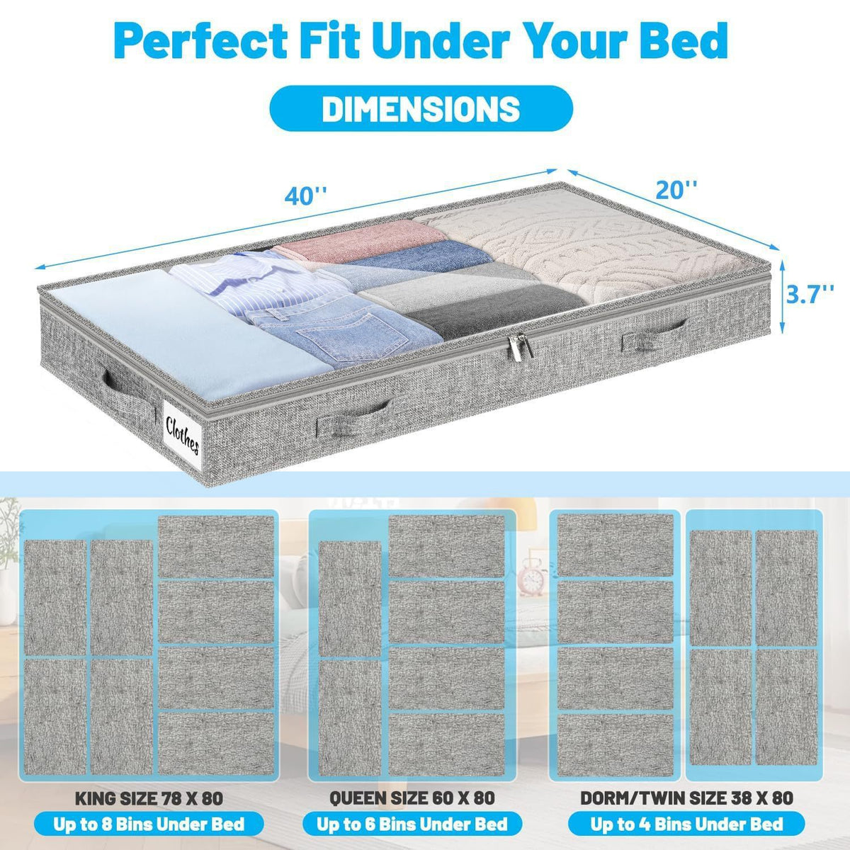 Under Bed Storage Drawer with Transparent Lid