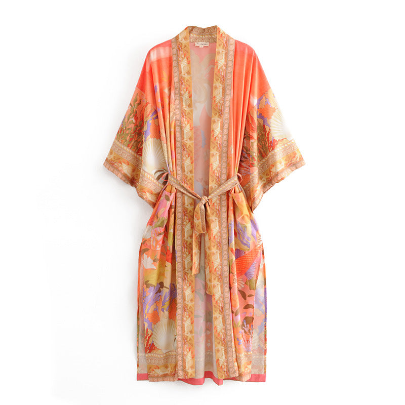 Floral Print Kimono Robe
