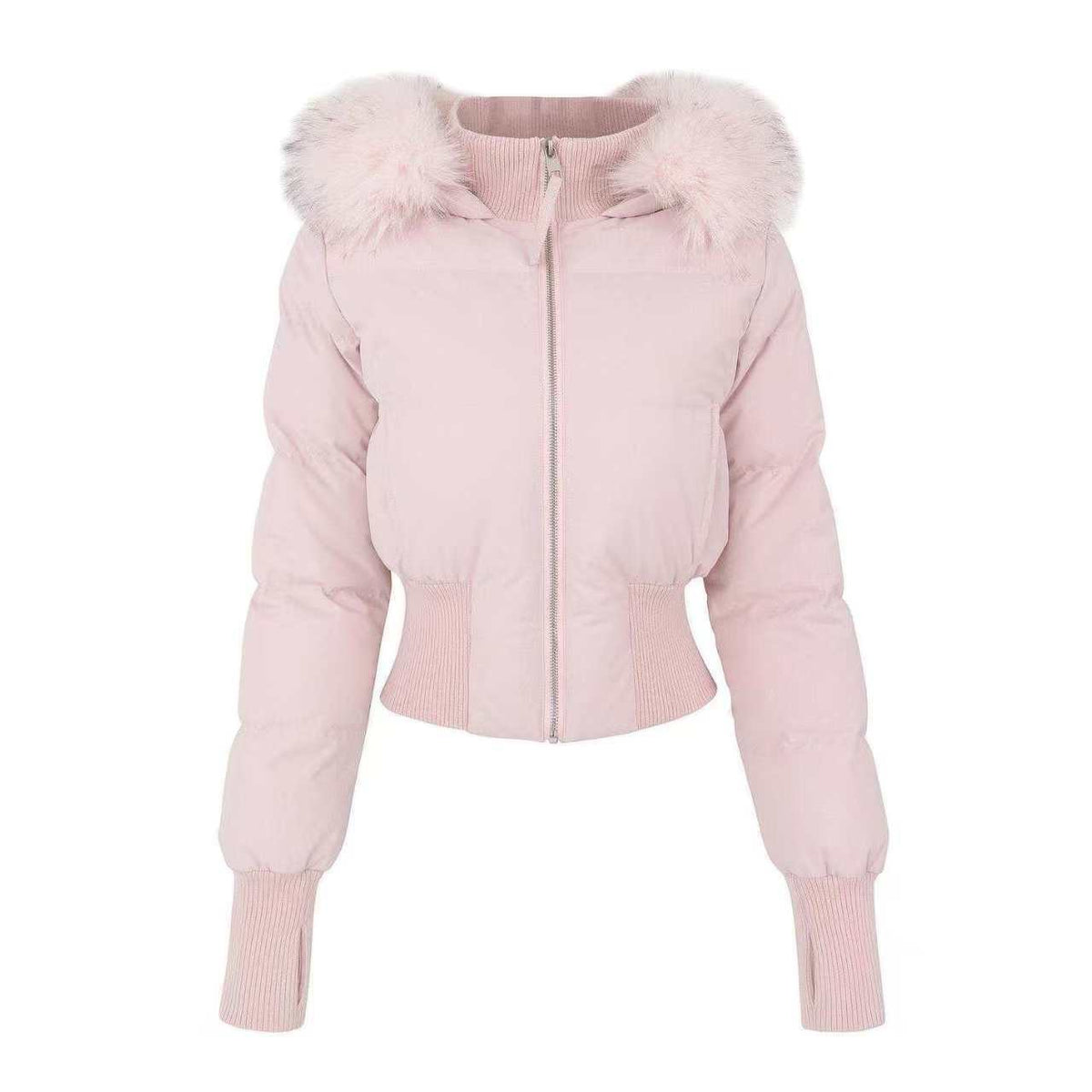 Women's winter hooded high-wasted coat