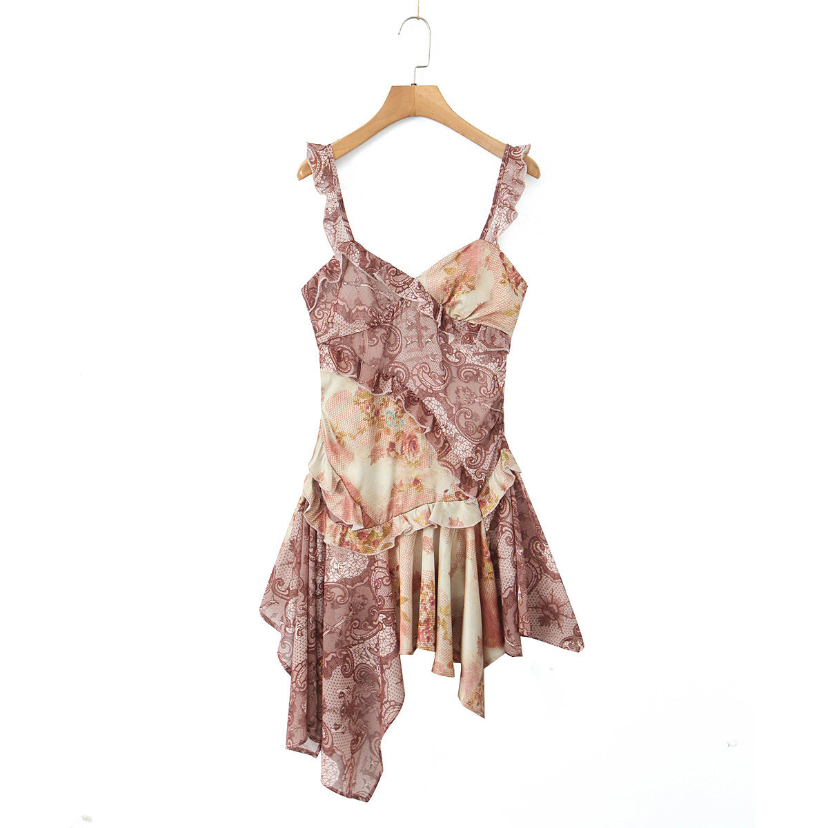 Vintage Printed Stitching Sling dress