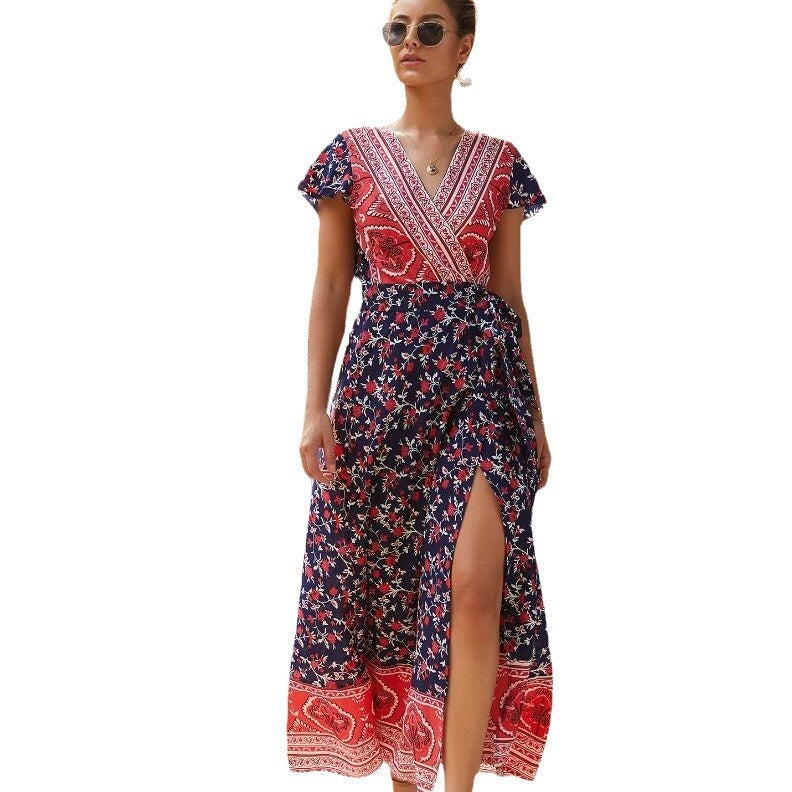 Bohemian print short sleeve Dress