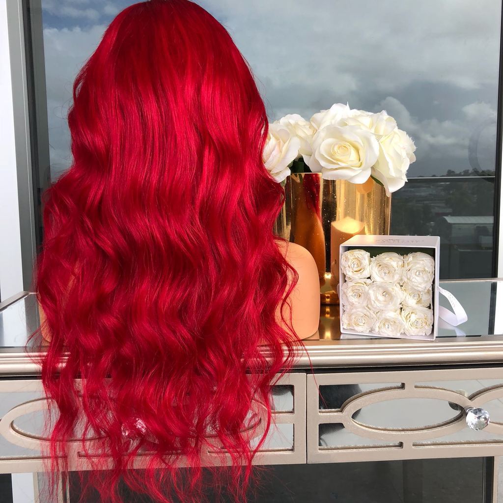 Red Wavy Synthetic Wig for Women