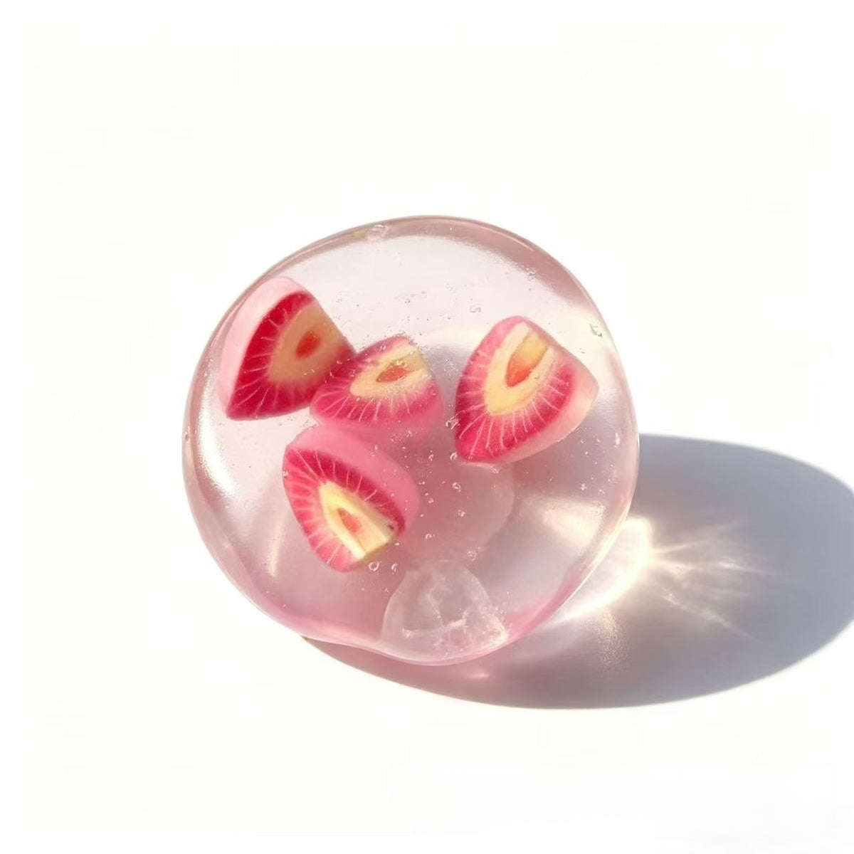 Handmade coconut oil glass fruit squishy ball