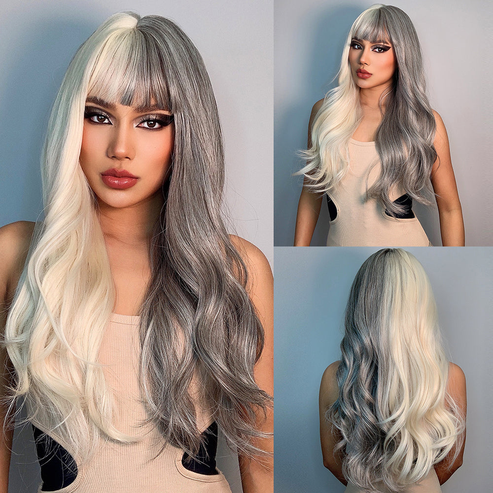 Purple Long Wavy Two-Tone Ombre Synthetic Wig