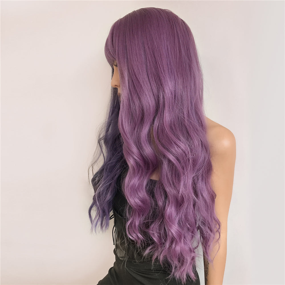 Purple Long Wavy Two-Tone Ombre Synthetic Wig