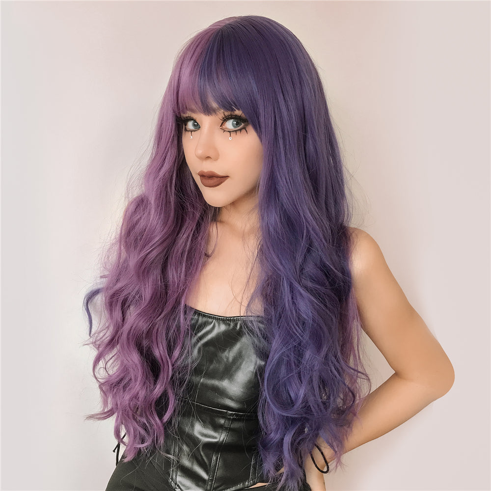 Purple Long Wavy Two-Tone Ombre Synthetic Wig