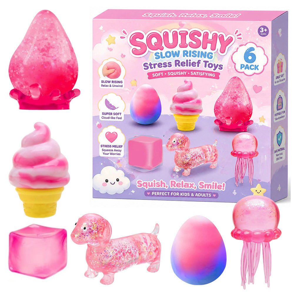 pink/yellow/purple Assorted Squishy Toy Gift Set