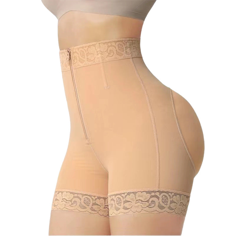 Lace waist-shrinking and hip-raising shaping and abdominal-reducing pants