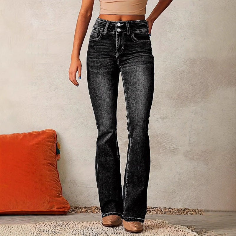 Washed Flared Long Pants