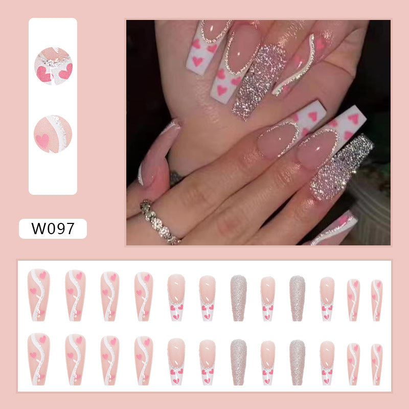 Love nails hearts and glitter