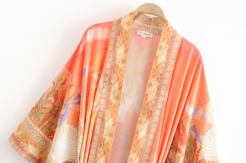 Floral Print Kimono Robe