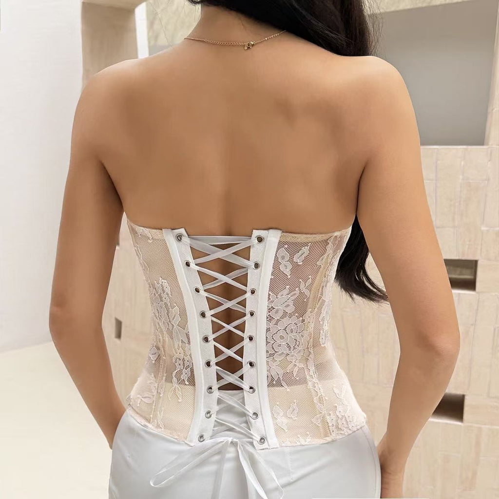 Women's boned lace corset
