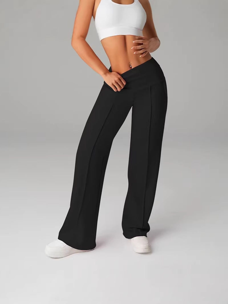 Slim-Fit Sports Straight Leg Pants with Pockets